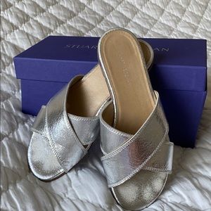 Stuart Weitzman metallic silver sandal